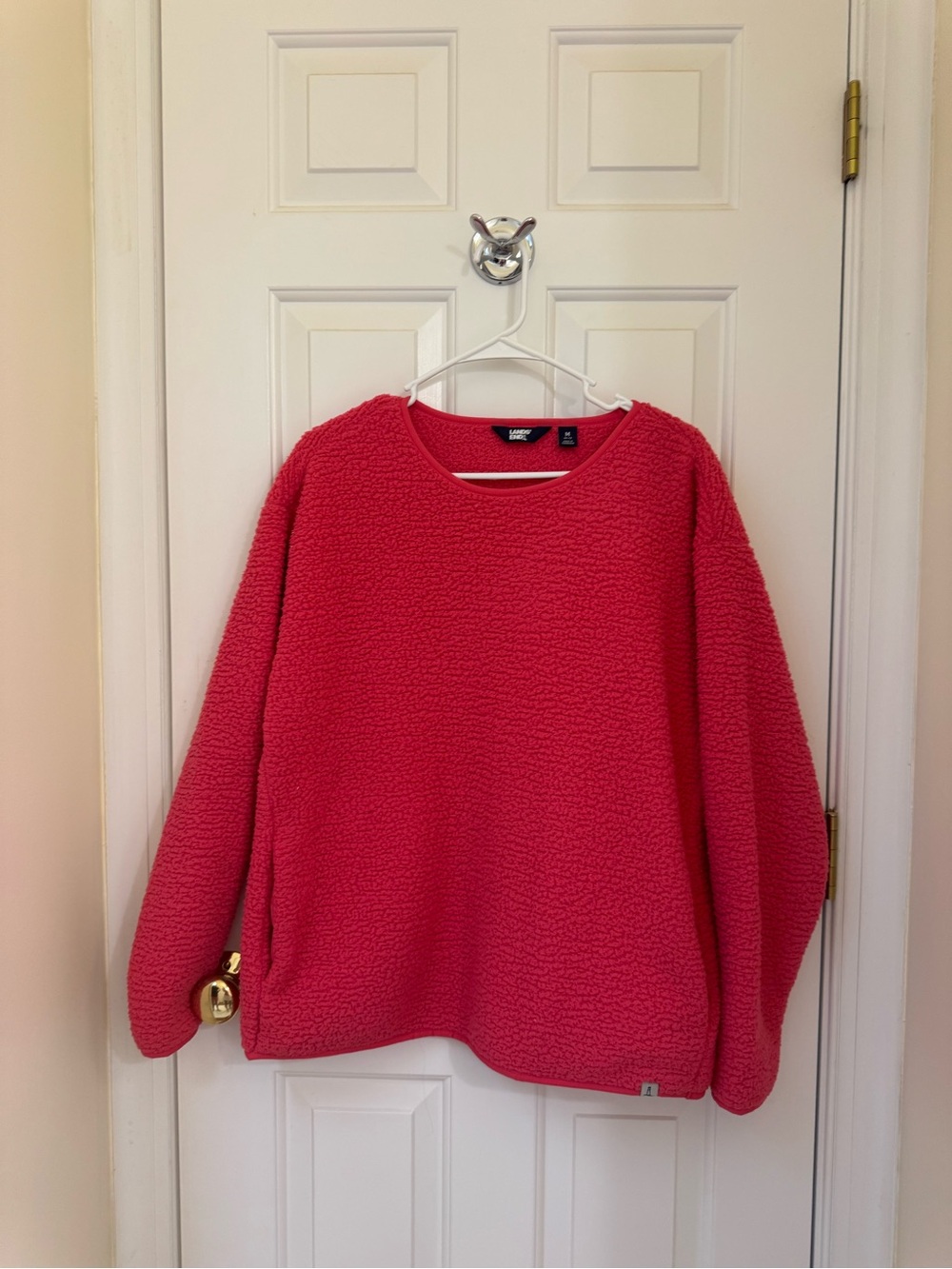 Lands' End Women's Plush Crewneck Sweater - Bright Pink